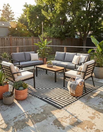 5' 3 x 8' Easy-Clean Modern Indoor / Outdoor Rug
