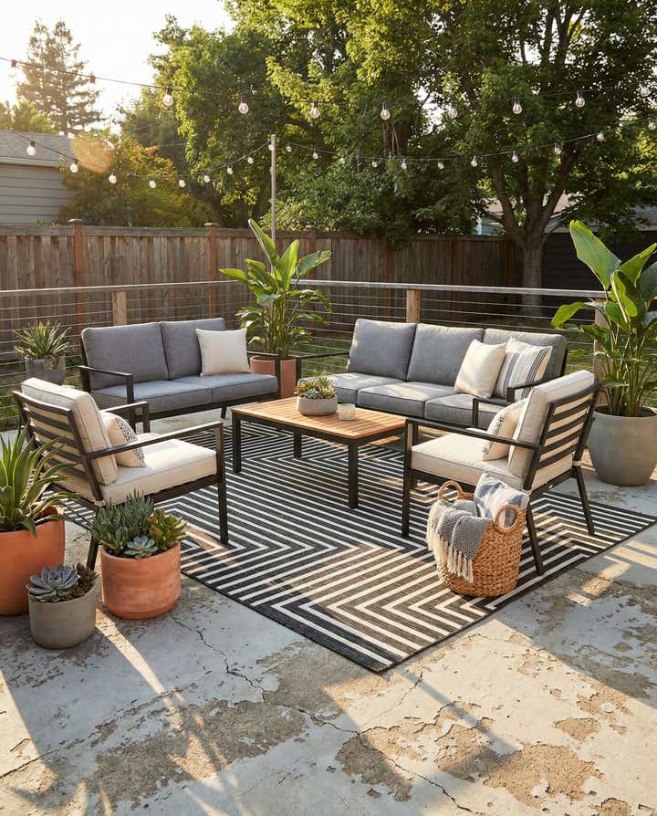 5' 3 x 8' Easy-Clean Modern Indoor / Outdoor Rug