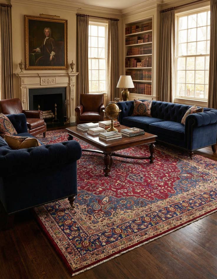 Detail image of 9' 9 x 12' 9  Hand Knotted Mashad Persian Wool Rug