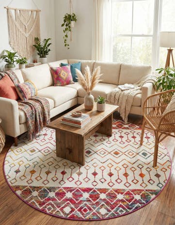 7' 10 x 7' 10 Moroccan Trellis Round Rug