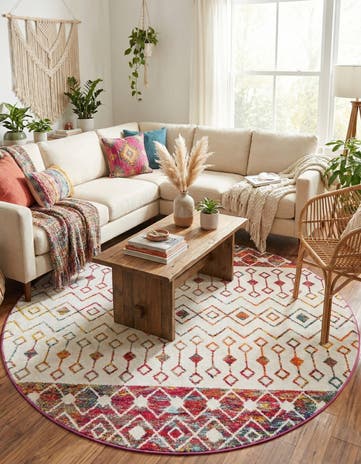 7' 10 x 7' 10 Moroccan Trellis Round Rug