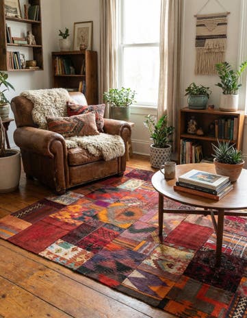 4' x 6' Hand Woven Kilim Patchwork Wool Rug