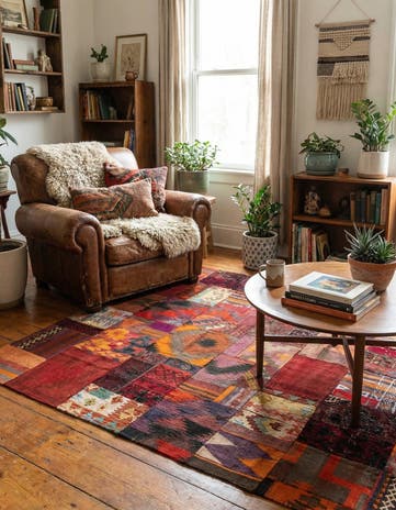 4' x 6' Hand Woven Kilim Patchwork Wool Rug