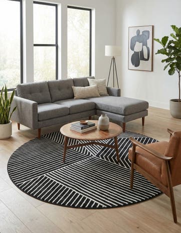 Black Oslo Round Rug