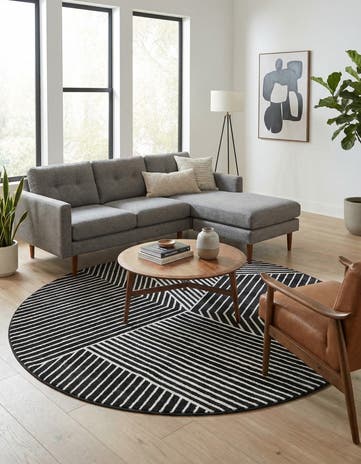 Black Oslo Round Rug