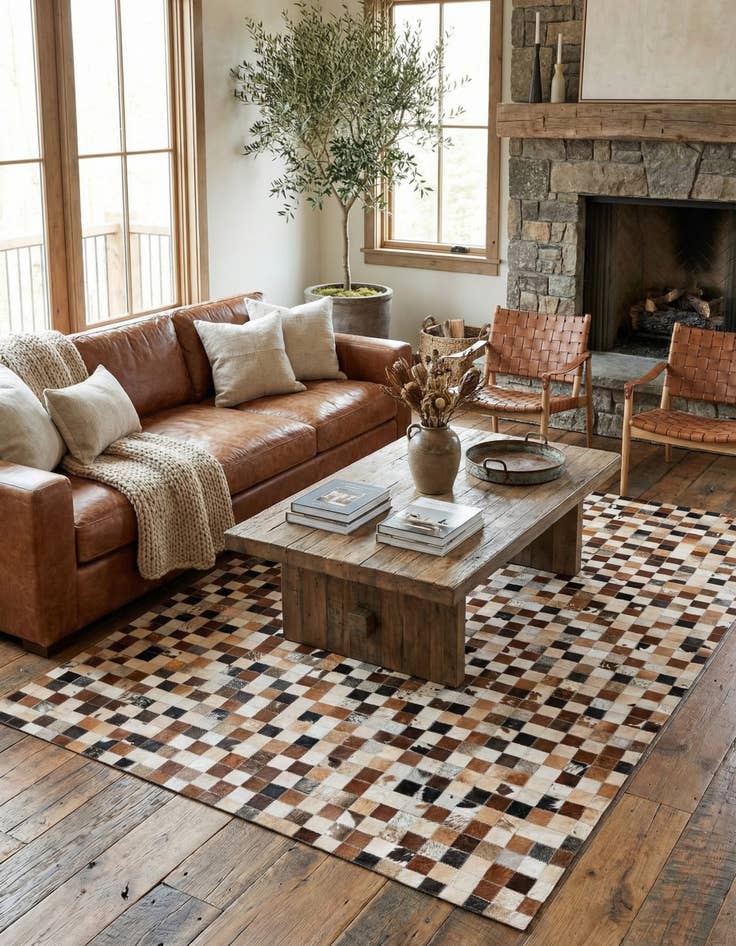 Detail image of 5' 1 x 7' 9 Cowhide Stocks Rug