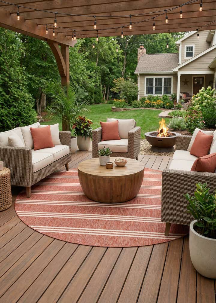 10' 8 x 10' 8 Easy-Clean Jill Zarin Anguilla Indoor / Outdoor Round Rug