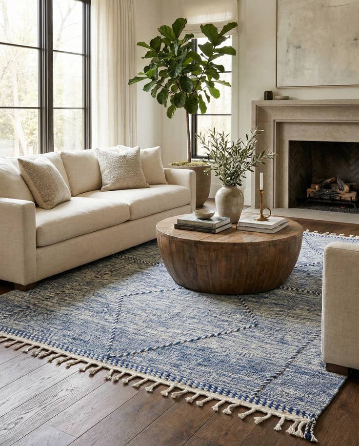 Detail image of 6' 7 x 9' 7 Hand Knotted Moroccan Wool Rug