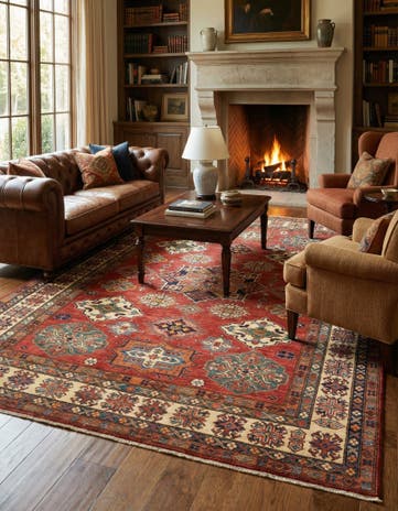 6' 1 x 8' 7 Hand Knotted Kazak Oriental Rug