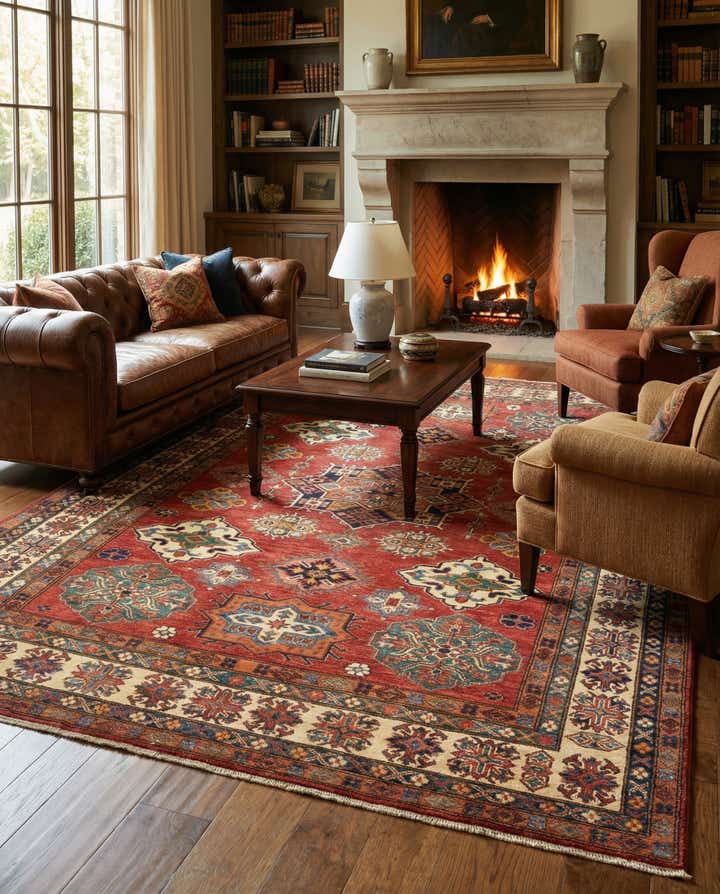 6' 1 x 8' 7 Hand Knotted Kazak Oriental Rug