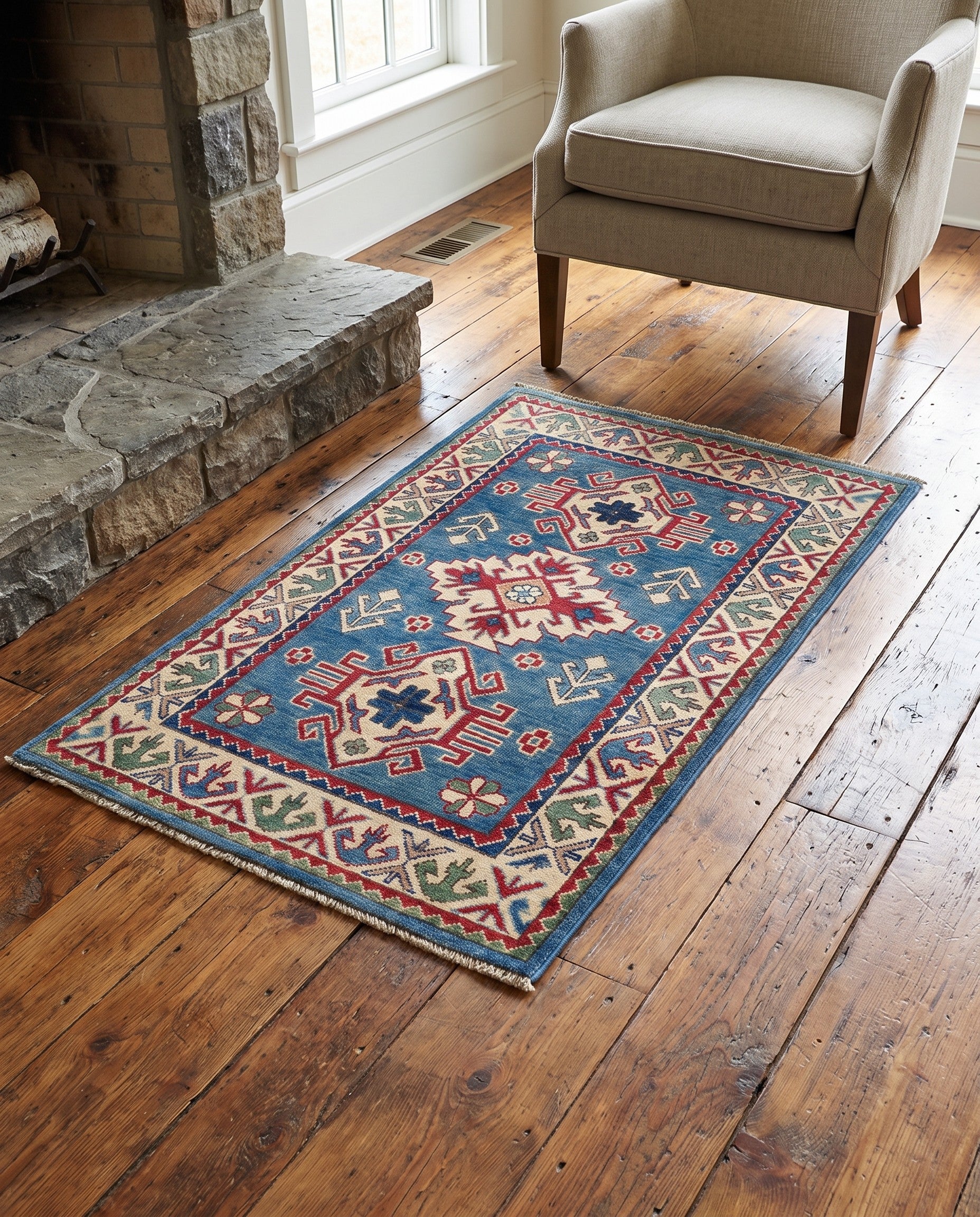2' 9 x 4' 3 Hand Knotted Kazak Rug