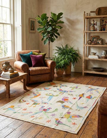 4' 2 x 5' 7 Hand Woven Kilim Suzani Wool Rug