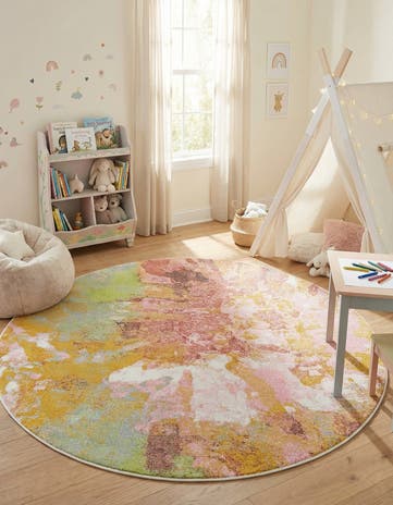 6' 1 x 6' 1 Abstract Whimsy Kids Round Rug