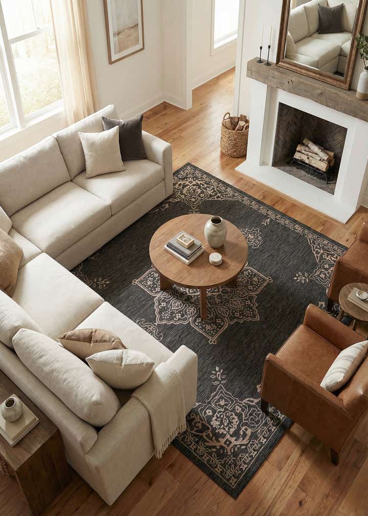 10' x 10' Easy-Clean Traditional Indoor / Outdoor Square Rug