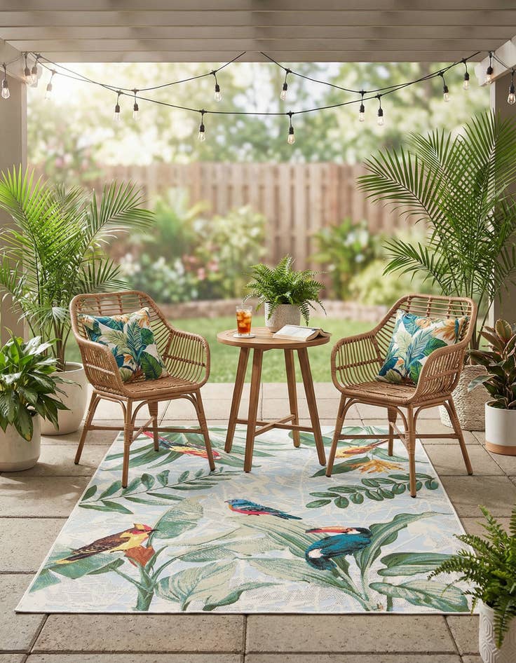 Detail image of 4' x 6'  Washable Botanical Indoor / Outdoor Rug