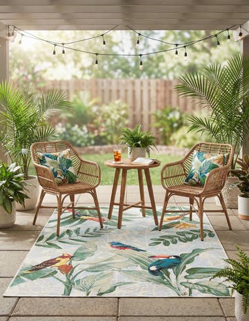 Easy-Clean Botanical Indoor / Outdoor Rug