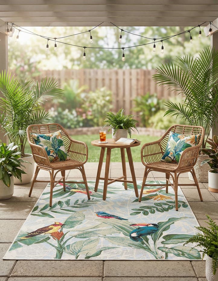 4' x 6' Easy-Clean Botanical Indoor / Outd...