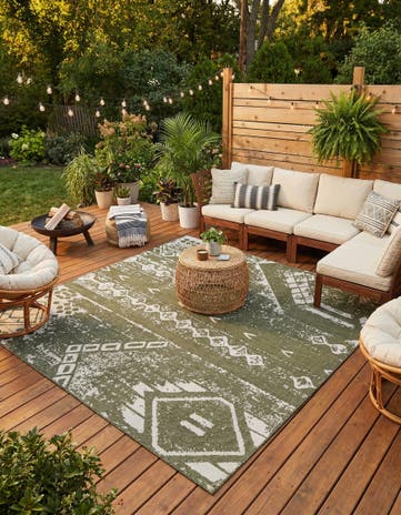 13' x 13' Easy-Clean Bohemian Indoor / Outdoor Square Rug