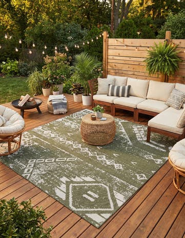 13' x 13' Easy-Clean Bohemian Indoor / Outdoor Square Rug
