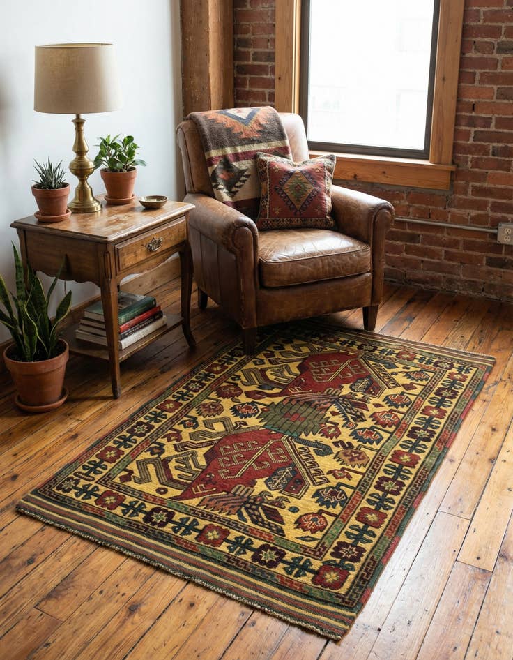 Detail image of  3' 3 x 5' 3  Hand Knotted Sumak Wool Rug