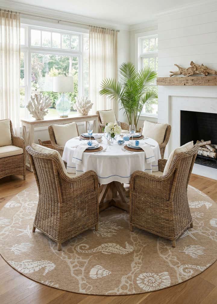 13' x 13' Easy-Clean Coastal Indoor / Outdoor Round Rug