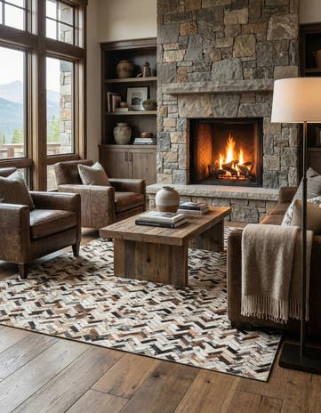 5' 1 x 8' Cowhide Leather Rug