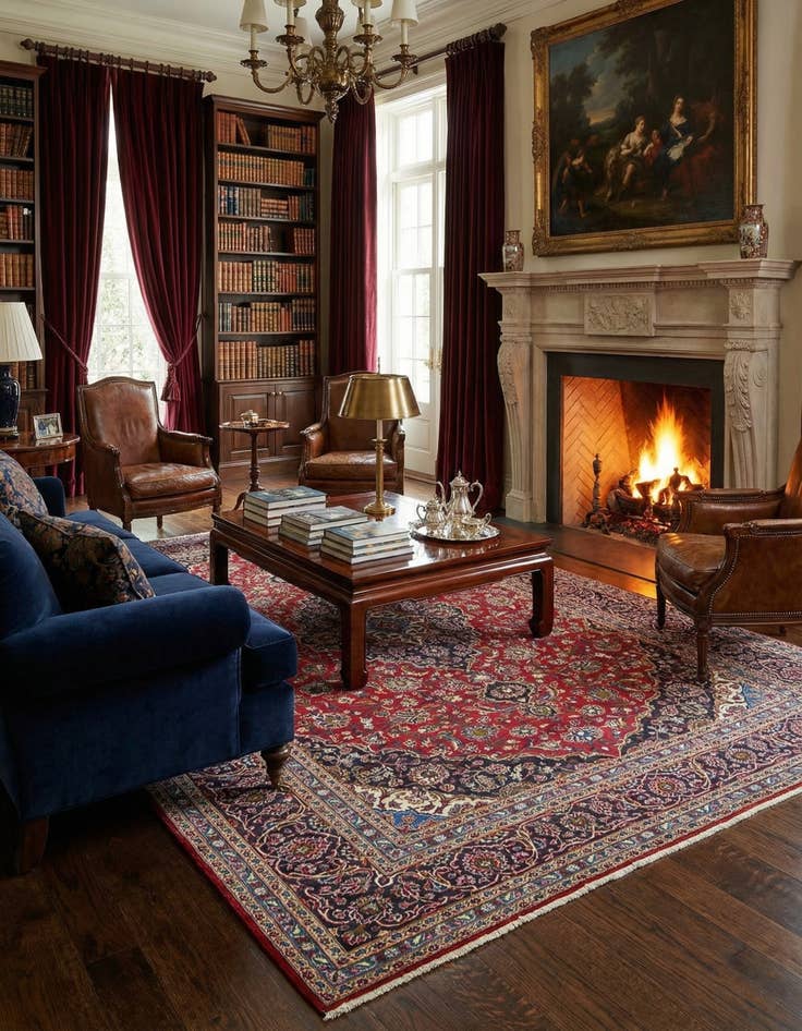 Detail image of 9' 9 x 13' 5  Hand Knotted Kashan Persian Rug