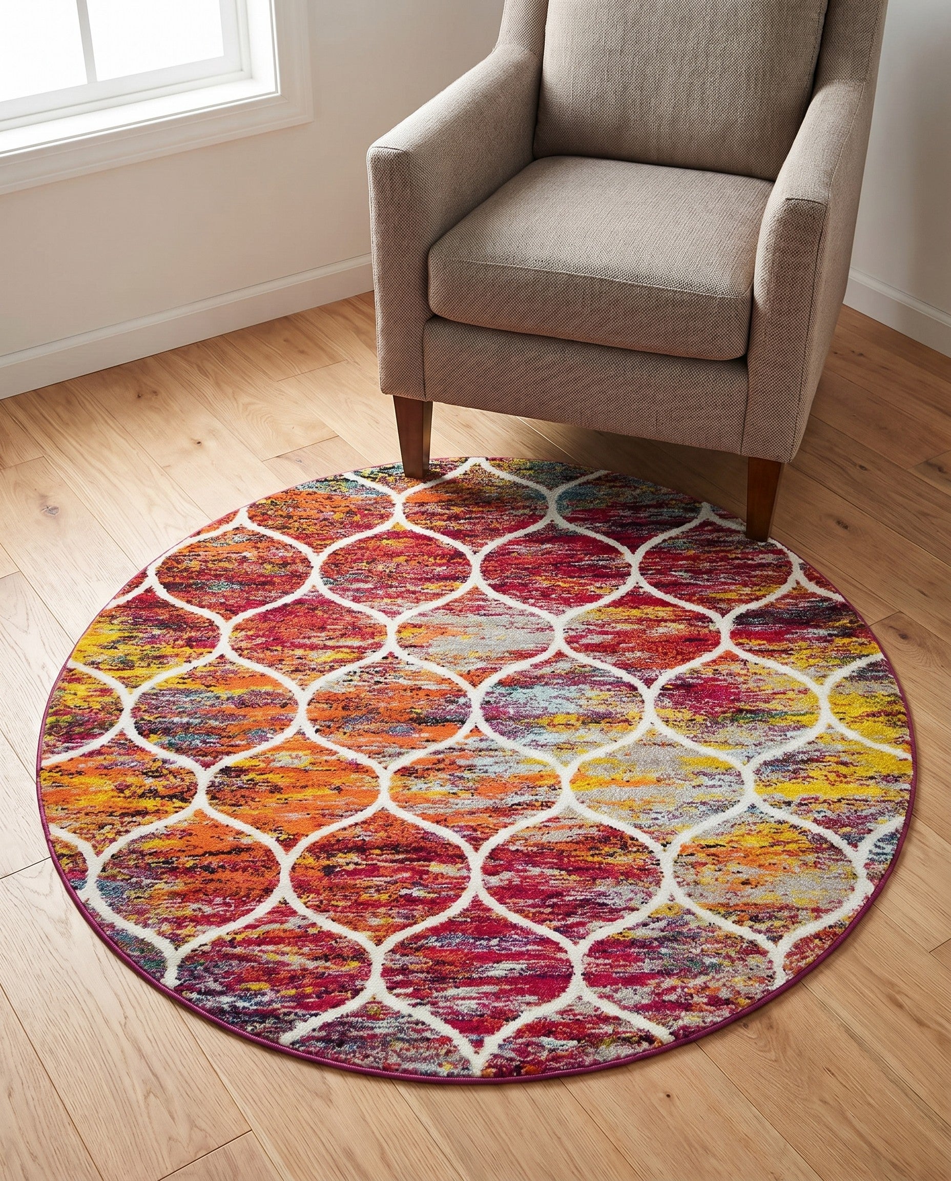 3' x 3' Trellis Frieze Round Rug