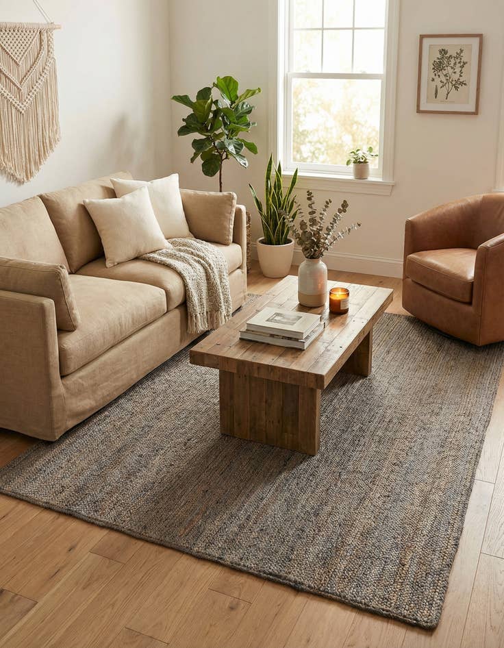 Detail image of  7' 1 x 10'  Hand Braided Jute Rug