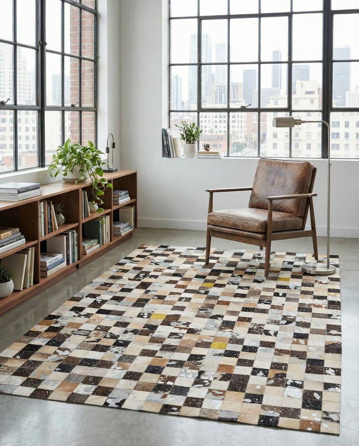 Detail image of 5' 1 x 8' Cowhide - Patchwork Rug