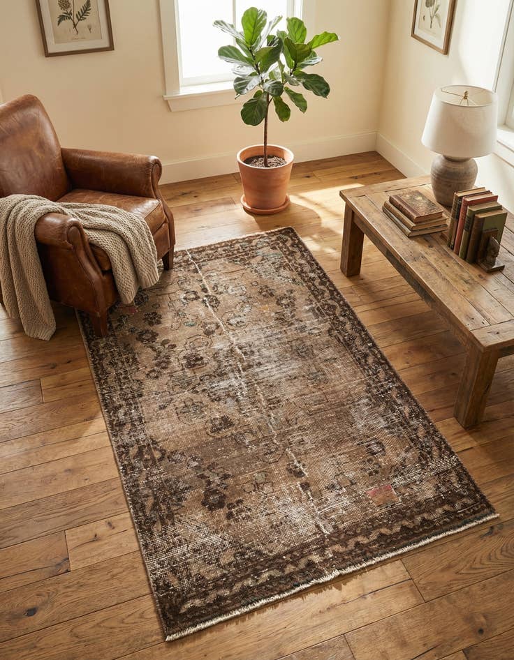 Detail image of 3' 10 x 6' 5  Hand Knotted Ultra Vintage Persian Wool Rug