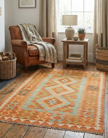 2' 10 x 4' 10 Hand Woven Kilim Waziri Wool Rug