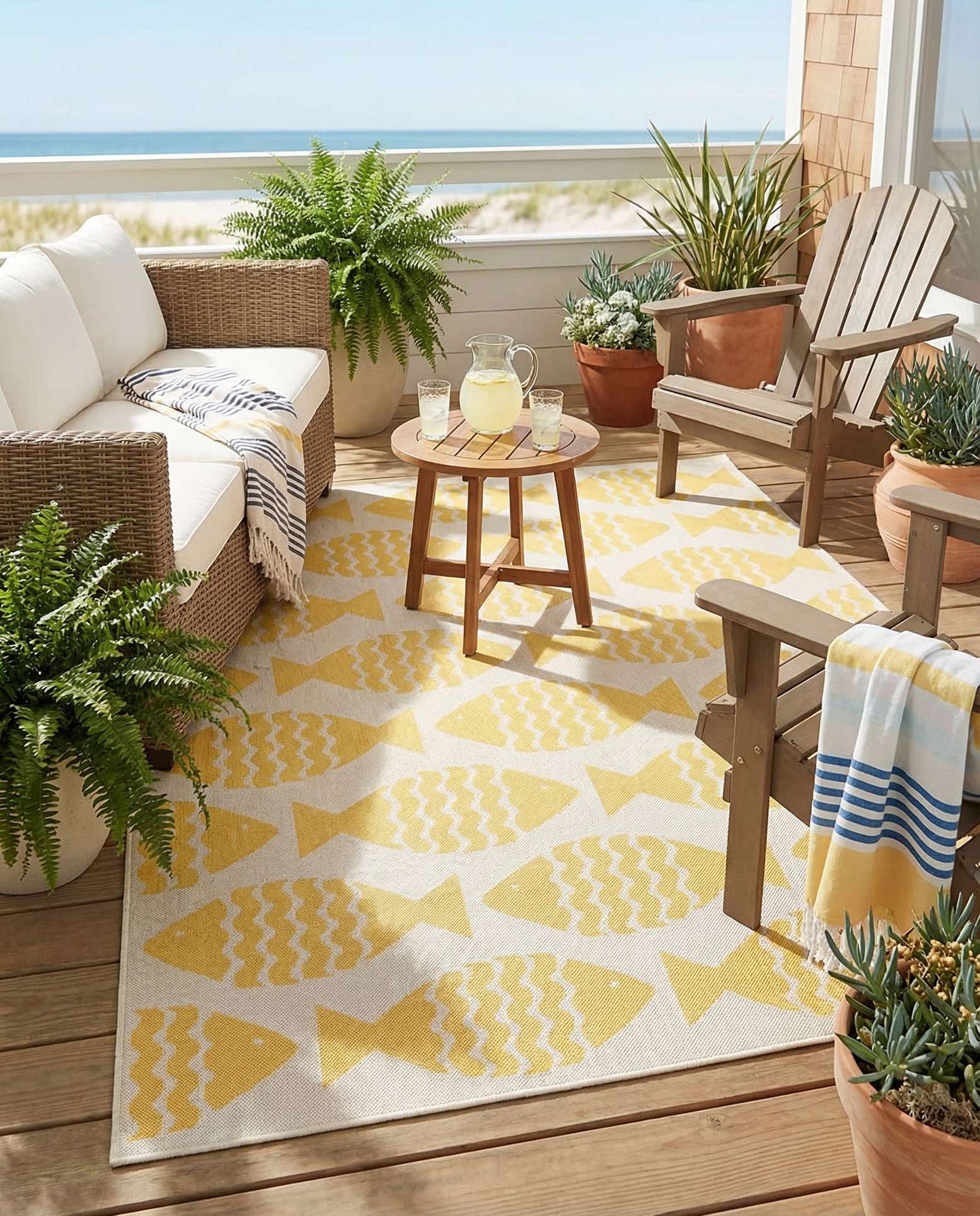 6' 1 x 9' Easy-Clean Coastal Indoor / Outdoor Rug