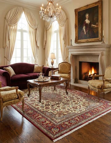 6' 4 x 9' 6 Hand Knotted Qom Persian Rug