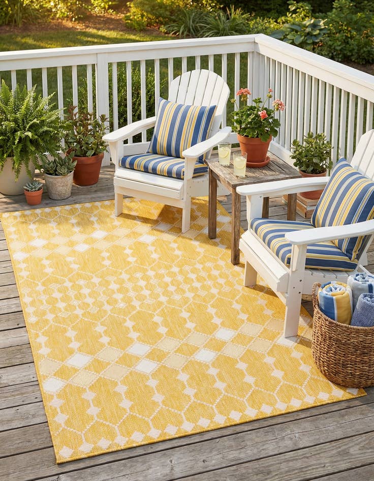 Detail image of  5' 3 x 8'  Washable Lattice Indoor / Outdoor Rug