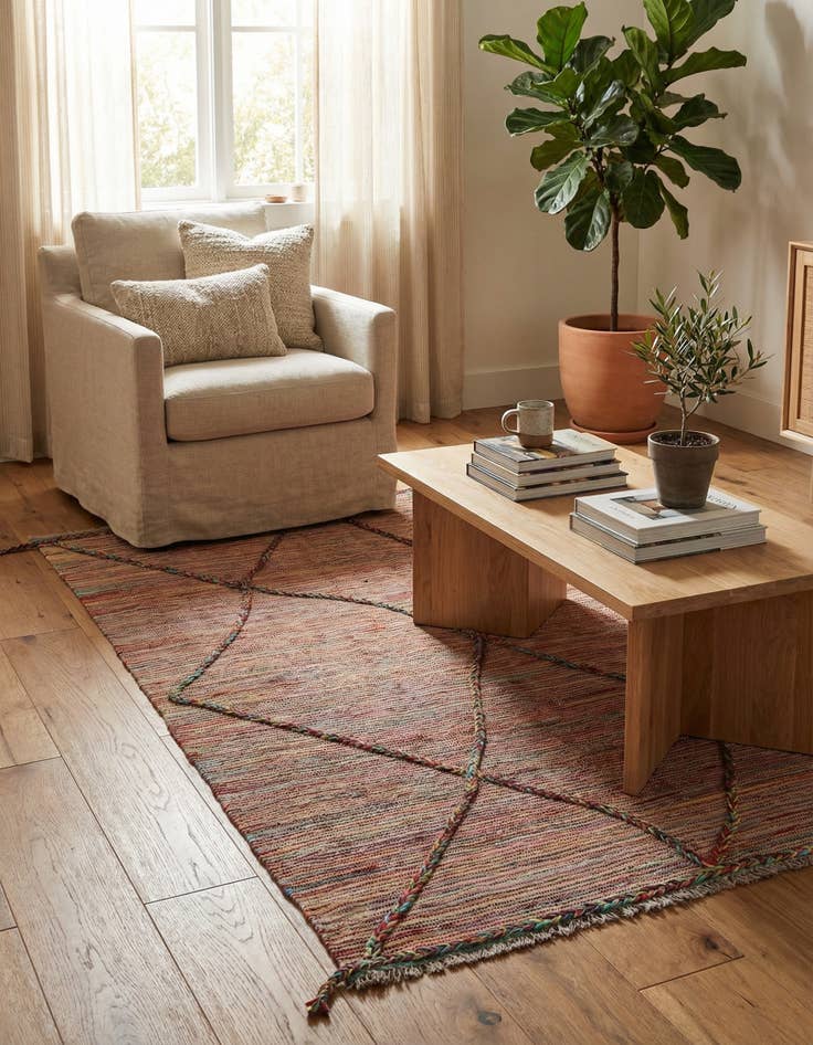 Detail image of  4' 10 x 6' 6  Hand Knotted Moroccan Wool Rug