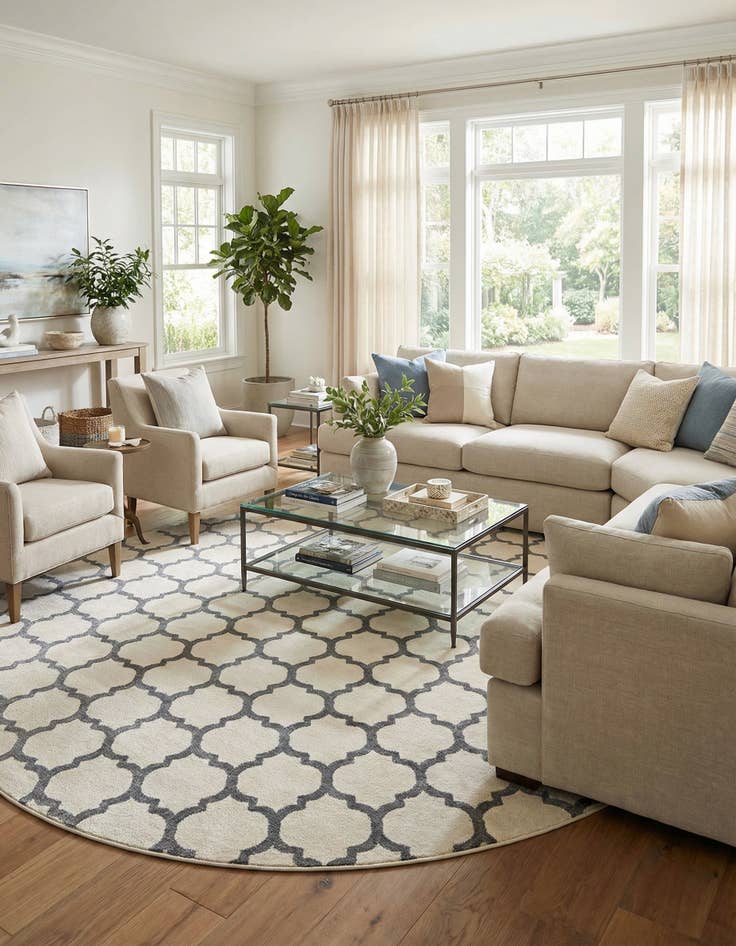 Detail image of  12' 2 x 12' 2 Lattice Round Rug