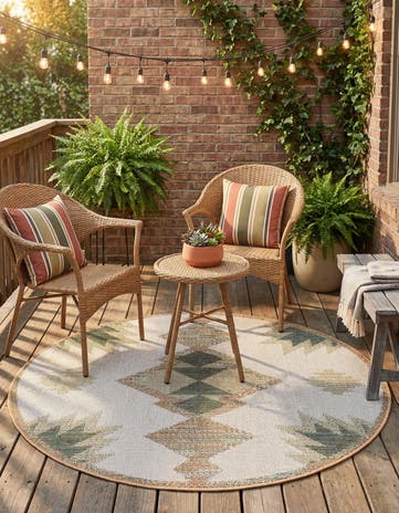 5' 3 x 5' 3 Easy-Clean Baja Indoor / Outdoor Round Rug