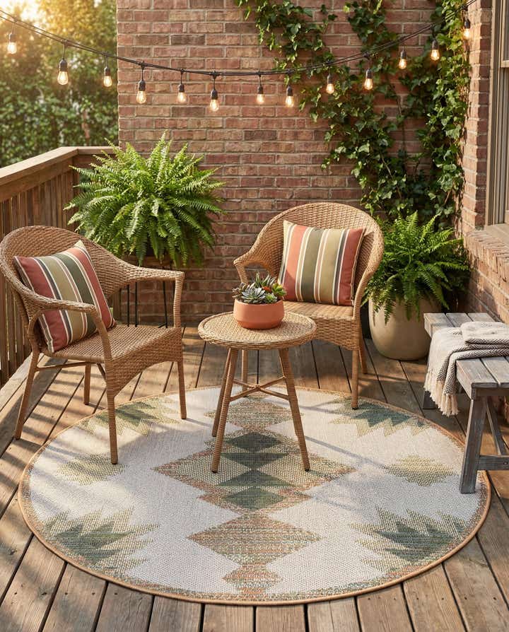 5' 3 x 5' 3 Easy-Clean Baja Indoor / Outdoor Round Rug
