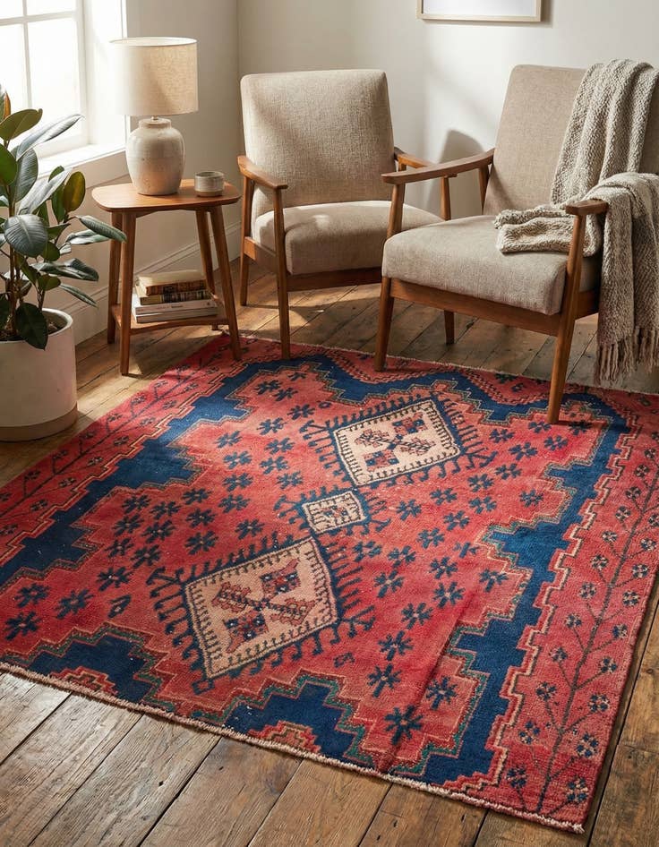 Detail image of 4' 1 x 4' 1  Hand Knotted Ultra Vintage Persian Wool Square Rug