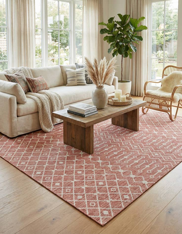 Detail image of 10' x 13' Easy-Clean Trellis Indoor / Outdoor Rug