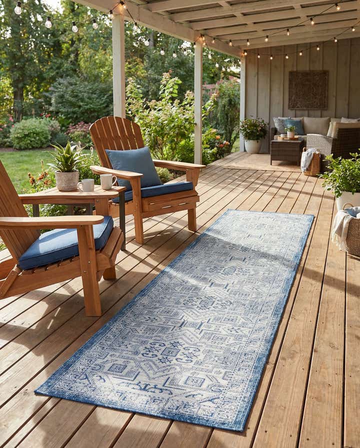 2' 7 x 12' Easy-Clean Aztec Indoor / Outdoor Runner Rug