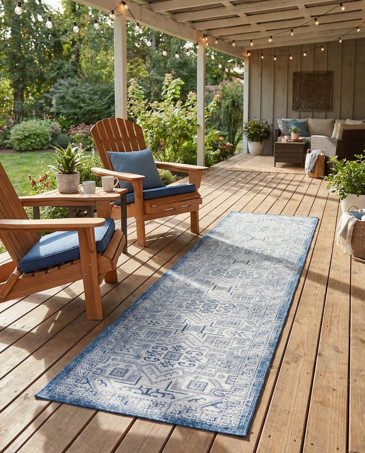 Detail image of 2' 7 x 12' Easy-Clean Aztec Indoor / Outdoor Runner Rug