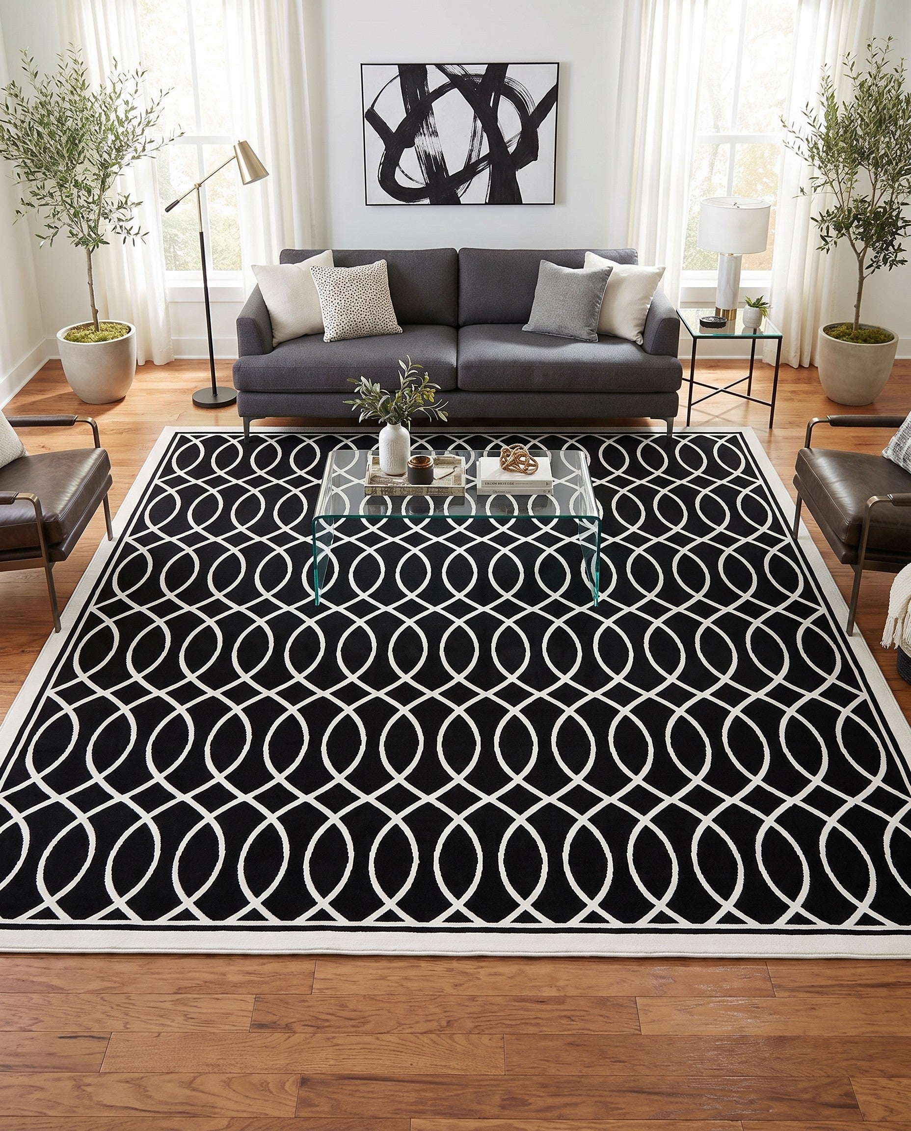 Black and White Milano Square Rug