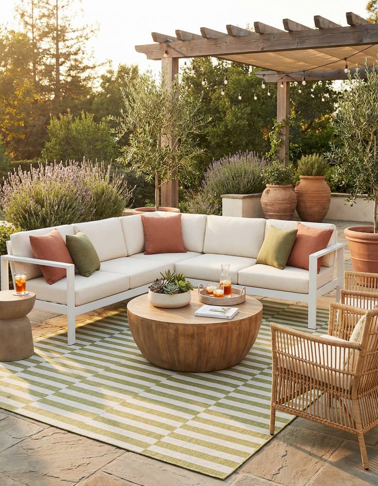 Detail image of 7' 10 x 10'  Washable Striped Indoor / Outdoor Rug