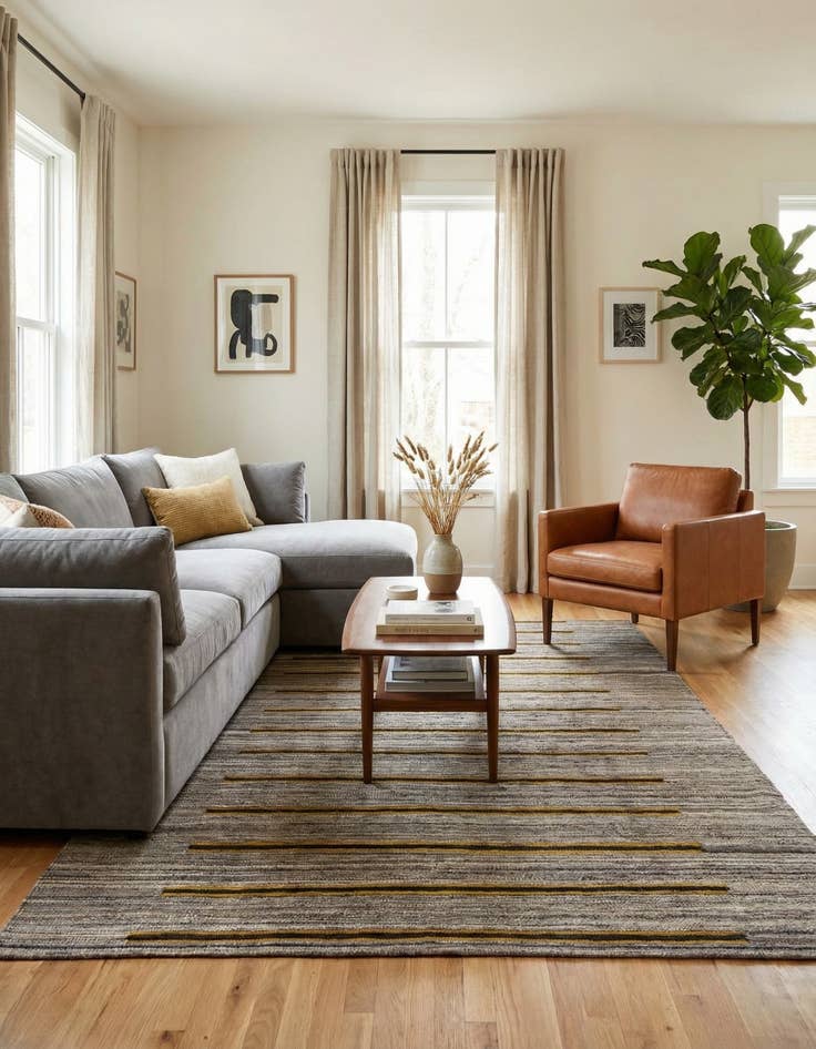 Detail image of 4' 2 x 5' 10  Hand Woven Kilim Modern Wool Rug