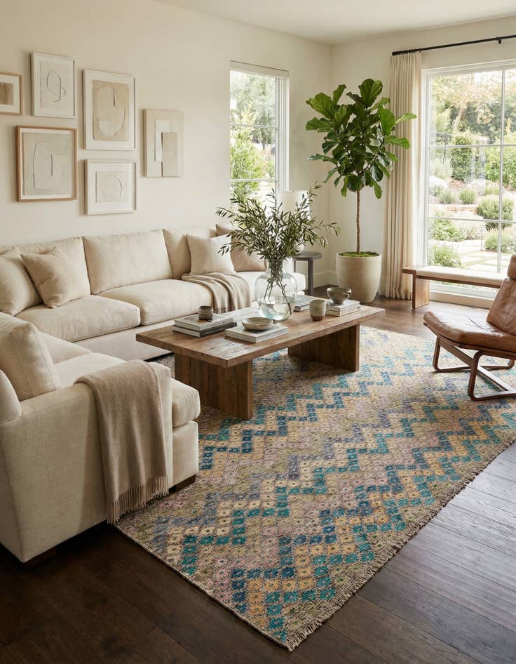 Detail image of 8' 7 x 11' 3  Hand Woven Kilim Modern Wool Rug