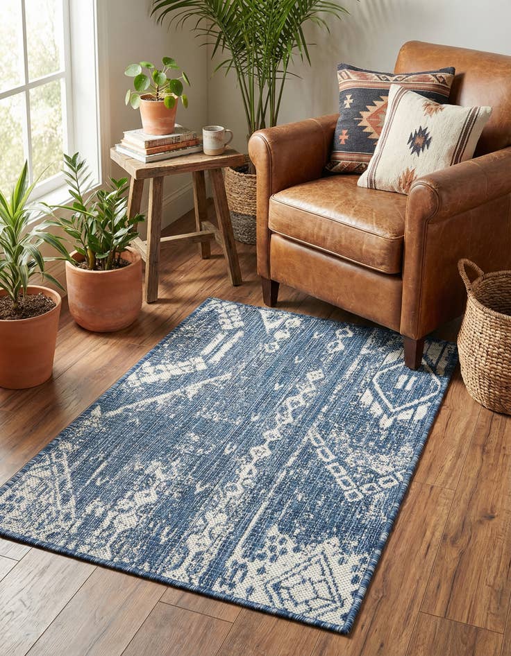 Detail image of 2' x 3' Easy-Clean Bohemian Indoor / Outdoor Rug