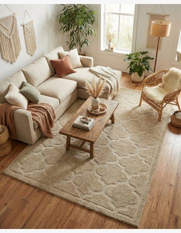 Beige Lattice Shag Rug