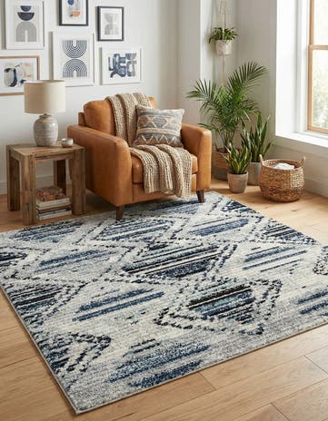 Blue Gray Tagine Square Rug